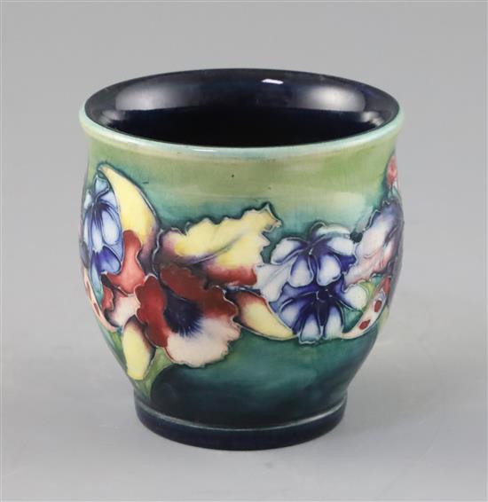 A Moorcroft orchid small vase, 1930s, H.8.5cm